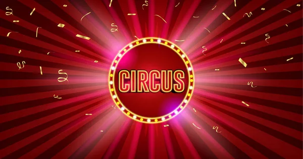 Zirkus Mit Schönen Funkelnden Roten Neon — Stockvektor