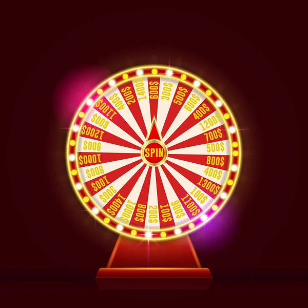 Wheel Fortune Beautiful Shiny Neon — Stock Vector