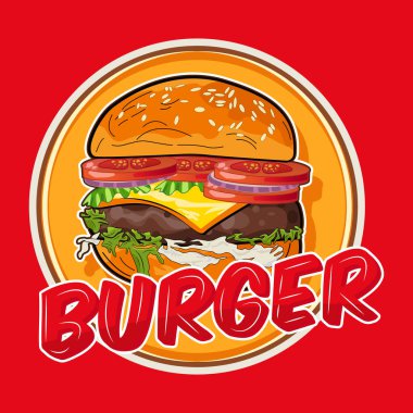 Kırmızı arka planlı logo hamburgeri