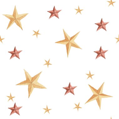 Yıldızlı desen, suluboya, beyaz arkaplanda, tasarım için.