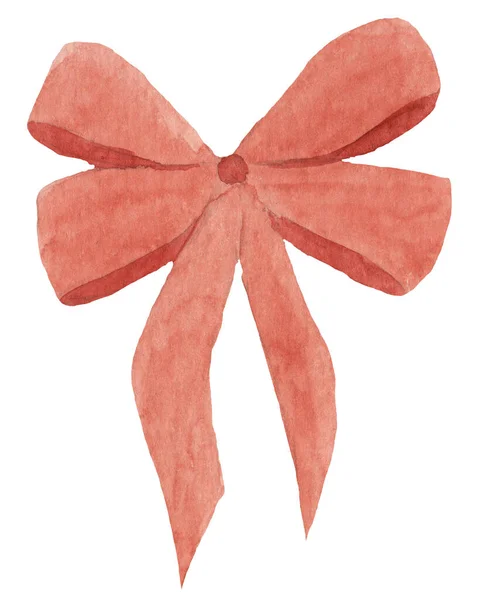 赤い新年のクリスマスの弓 水彩で描かれ デザイン 招待状 Bohoスタイルのために — ストック写真