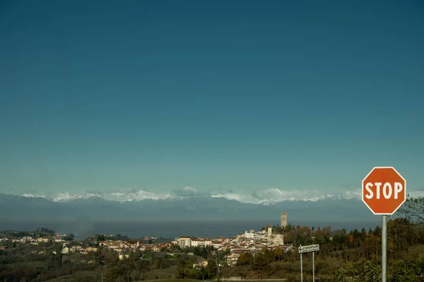 Das Schloss Von Serralunga Alba Den Piemontesischen Langhe Herbst 2022 — Stockfoto