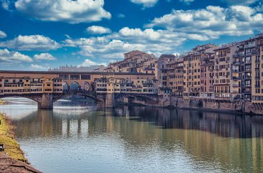 the old bridge, symbol of the city of Florence, the cradle of the Italian Renaissance and the capital of Tuscany in Italy, in August 2016
