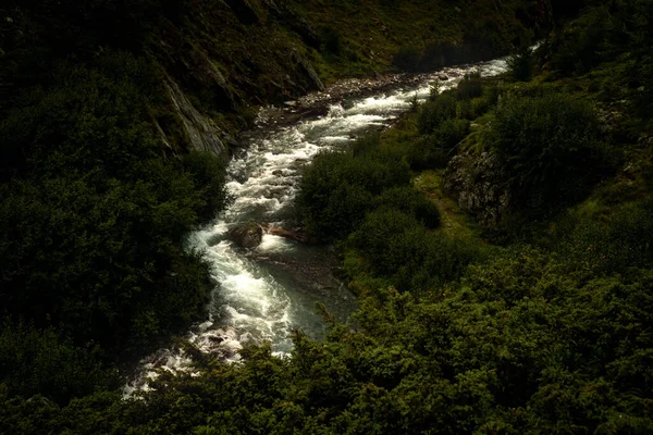 Spectacular Mountain Landscapes Waterfalls Streams Livigno Valtellina Border Switzerland Summer — Stock Photo, Image