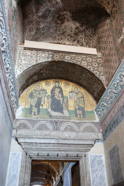 low angle of old historical Hagia Sophia Mosaic Southwestern entrance