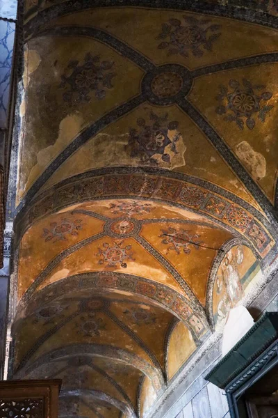 low angle of the historical Hagia Sophia hallway roof