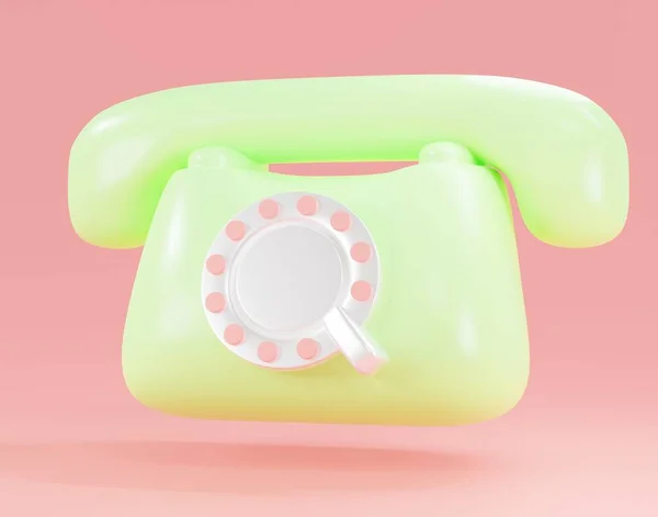3D渲染经典电话最小可爱的概念 — 图库照片