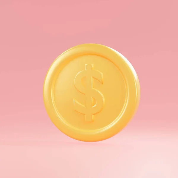 黄金のドルコインの最小3Dレンダリング 金融やお金関連のデザインプロジェクトに最適です — ストック写真