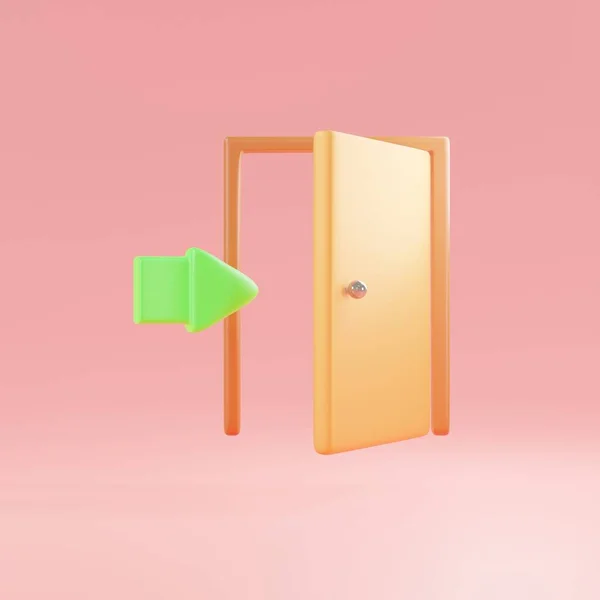 最小出入口模型 Minimal Exit Door Model 是一个现代的 时尚的出入口3D渲染 理想应用于建筑或室内设计相关项目 — 图库照片