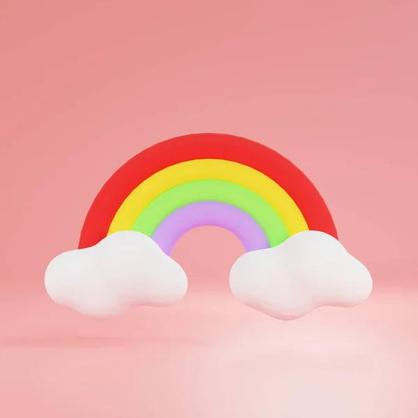 Minimal Rainbow Cloud Model Вражаючий Рендеринг Мінімалістським Сучасним Дизайном Райдужних — стокове фото