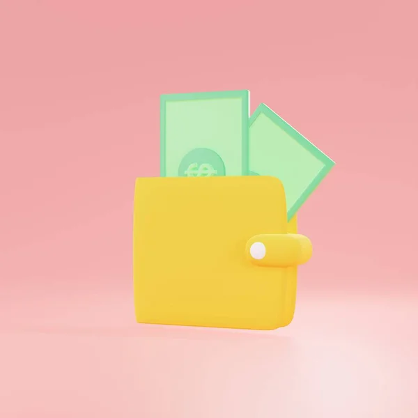 Minimal Wallet Icon 是一款时尚的3D渲染 具有现代而流畅的设计 非常适合金融和电子商务应用 — 图库照片