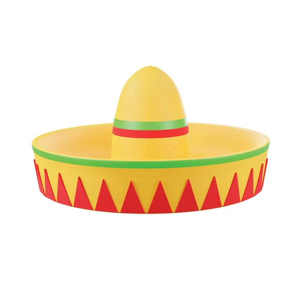 一种墨西哥帽子的3D简约模型 色彩艳丽 图案独特 完美的文化和节庆项目 — 图库照片