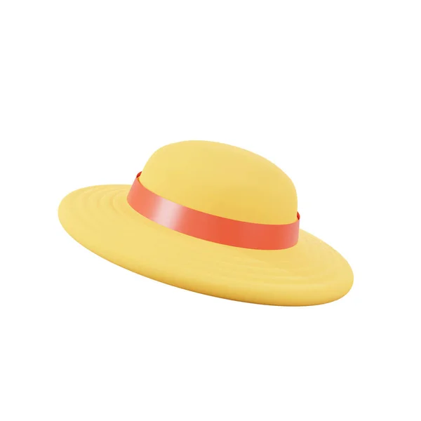 Минимальная Рендеринг Соломенной Шляпы Шляпа Имеет Верхушку Широкий Край Характерно — стоковое фото
