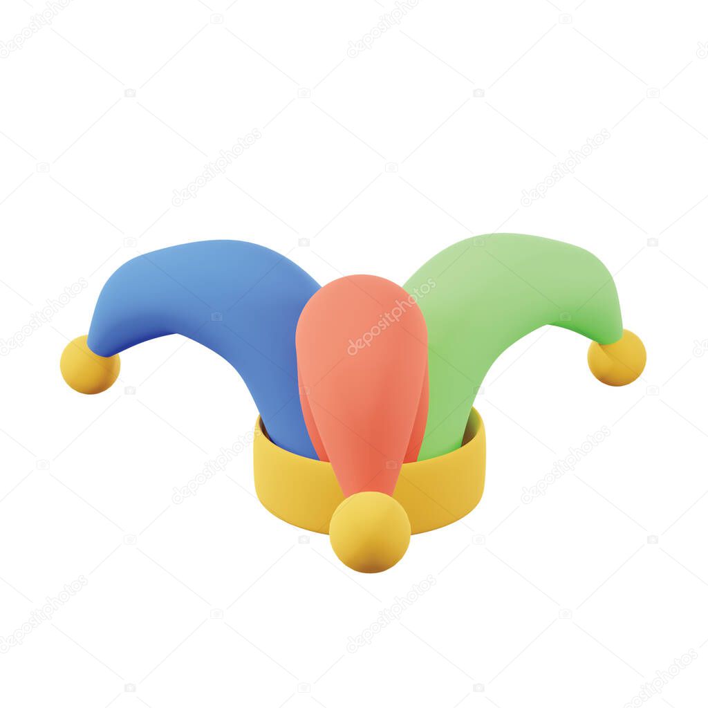 This is a minimal 3D render of a clown hat, commonly worn by clowns as part of their costume. The hat features a colorful and playful design that adds to the overall comical appearance of the wearer.