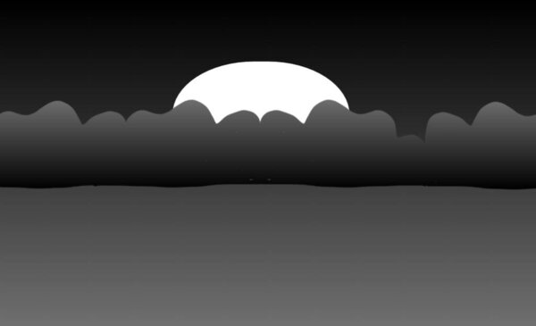 Wallpaper of black clouds covering the moon in the sky at night. Isolated gradation black and white background.