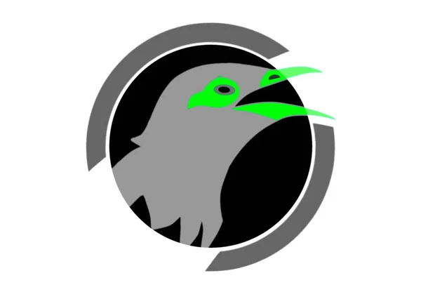 灰色の鳥の頭のロゴのグラフィックデザインイラスト タトゥーのための素晴らしい ステッカーなど — ストック写真