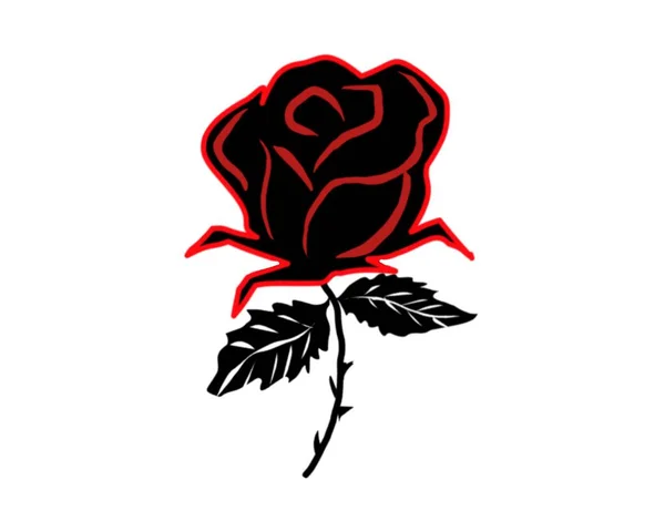 Rose Rouge Est Dessinée Main Ligne Rouge Rose Fleur Inflorescence — Photo