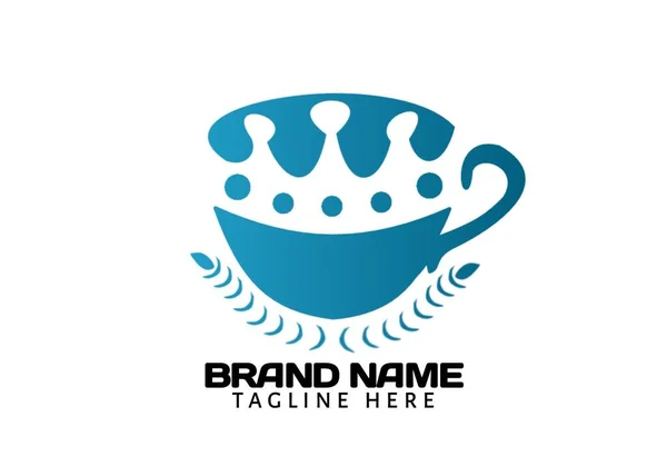 Coffee Crown Logo Light Blue Color Style White Background — Stock Photo, Image