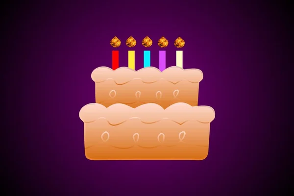 Illustration birthday cake with colorful candles. Celebration design concept.