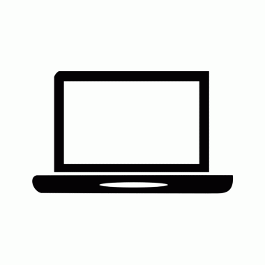 Düz modaya uygun dizüstü bilgisayar simgesi beyaz arkaplanda izole edildi. Web sitenizin tasarımı, logosu, uygulaması, UI için bilgisayar sembolü. Görüntü