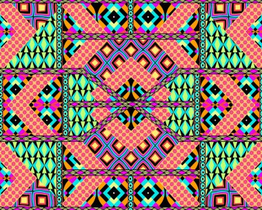 Geometrik şekilli kusursuz desen, İskoç deseni ve çiçekleri