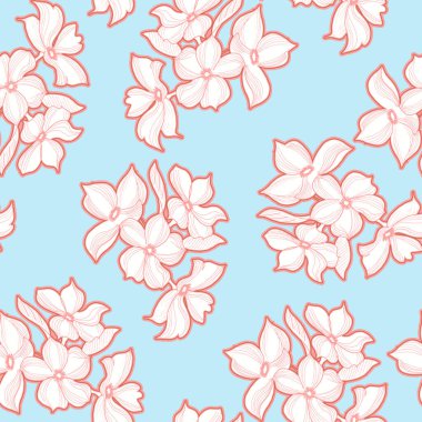 Çiçekli çiçek arkaplanı. Bahar çiçekleri dalının çizimi.