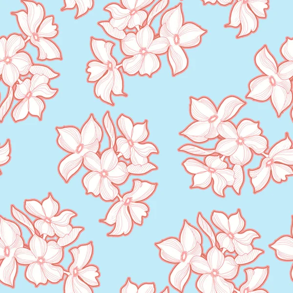 Çiçekli çiçek arkaplanı. Bahar çiçekleri dalının çizimi.