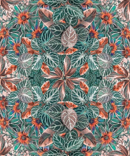 Абстрактный Цветочный Узор Модульная Форма Листьями — стоковое фото