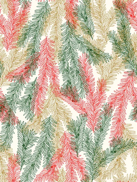 Beyaz arka planda çam dalları olan Noel ağacı