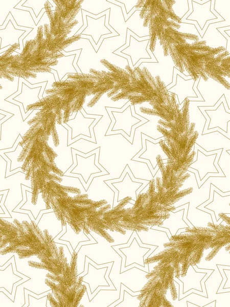 Yıldızlı bir arkaplanda altın Noel çelenkleri