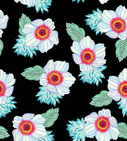 Çiçekli, yapraklı, resimli çiçek arkaplanı.