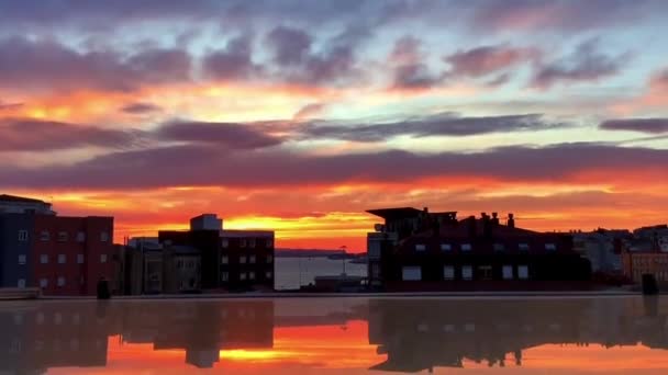 Solnedgång Över Sjön — Stockvideo