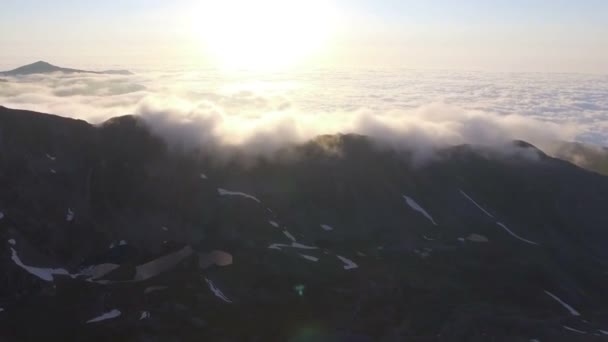 Воздушный Вид Красивый Закат Над Облаками — стоковое видео