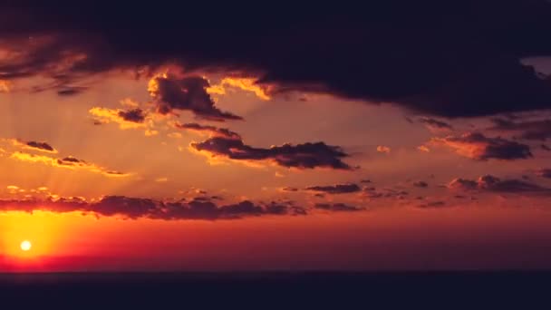 Beautiful Sunset Clouds Sea — Stock Video