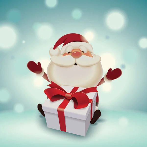 Weihnachtsmann Mit Geschenkbox Isoliert Auf Blauem Hintergrund — Stockvektor