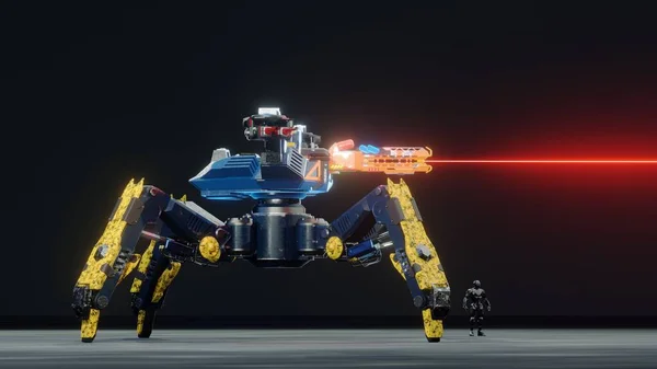 スパイダータンクロボットレーザー銃 — ストック写真