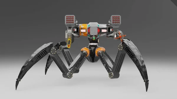Soldat Araignée Moderne Guerrier Robotisé Science Fiction Avec Armes Rendu — Photo
