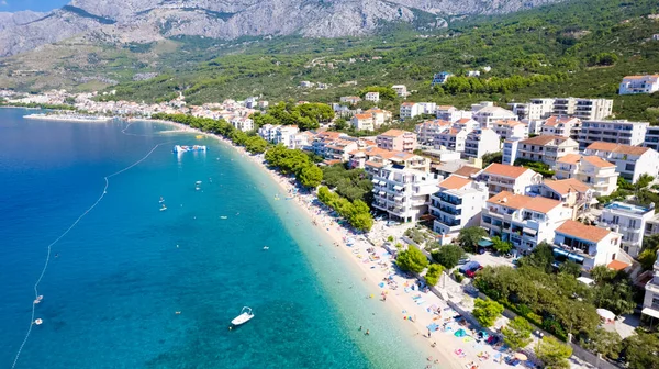 Riviera Tucepi Fait Partie Côte Croate Mer Adriatique Vue Aérienne — Photo