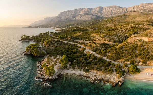 stock image Podgora. Tourist city of Podgora waterfront aerial view, Dalmatia archipelago of Croatia