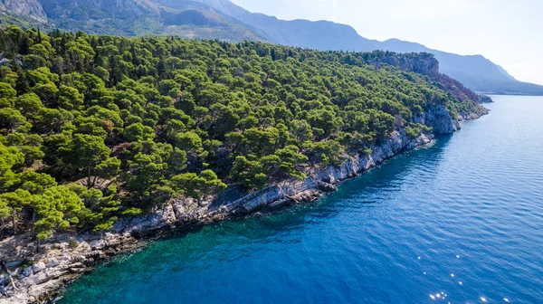 Beau Paysage Croatie Makarska Côte Mer Avec Des Montagnes Eau — Photo
