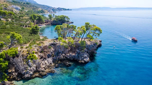 Hermosa Playa Verano Croacia Colores Naranjas Verano Junto Mar Mediterráneo —  Fotos de Stock