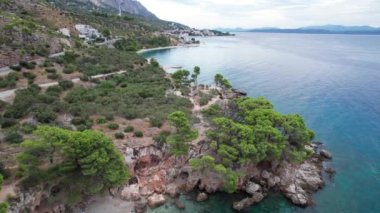 Zlatni Rat (Golden Cape veya Golden Horn) Hırvatistan 'ın Brac Adası' nın Bol kasabasındaki ünlü turkuaz plajı. Hırvatistan 'ın Brac adasındaki Bol' da yaz mevsiminde Zlatni Rat kumlu plajı.