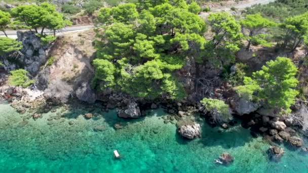 Luchtfoto Drone Video Van Tropisch Paradijs Turquoise Strand Mediterrane Bestemming — Stockvideo