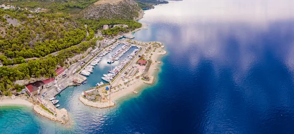 Légi Drón Fénykép Sailing Adriatic Sea Makarska Korcula Horvátország Yacht — Stock Fotó