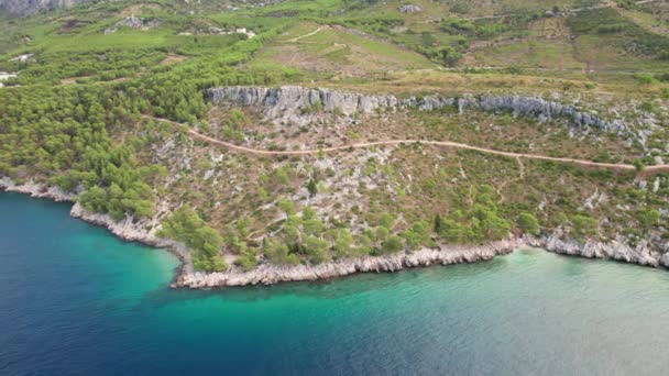 Drone Aéreo Vídeo Paraíso Tropical Praia Azul Turquesa Destino Mediterrâneo — Vídeo de Stock