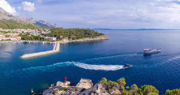 Panorama Makarska Croacia Playa Dron — Foto de Stock
