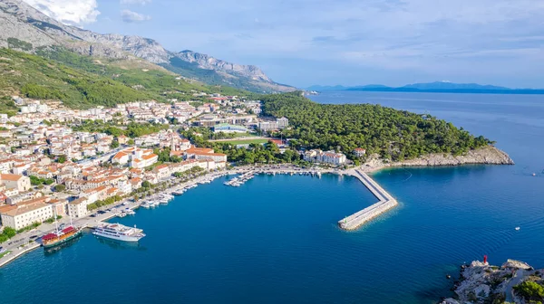 Vista Aérea Cidade Makarska Verão Croácia — Fotografia de Stock