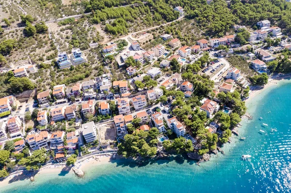 Αεροφωτογραφία Της Πόλης Baska Voda Καλοκαίρι Κροατία — Φωτογραφία Αρχείου