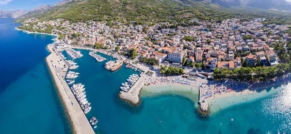 Vista Aérea Cidade Baska Voda Verão Croácia — Fotografia de Stock