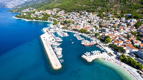 Aerial View Baska Voda Summer Horvátország — Stock Fotó